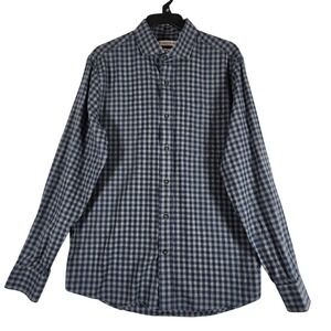 Southern Proper The Tailored Fit Flannel Shirt Mens Medium Gray Blue Plaid
